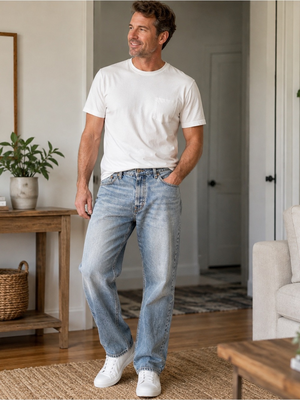 Eddie Bauer Men’s Relaxed Fit Jeans 40x30 Light Wash Straight Leg 100% Cotton